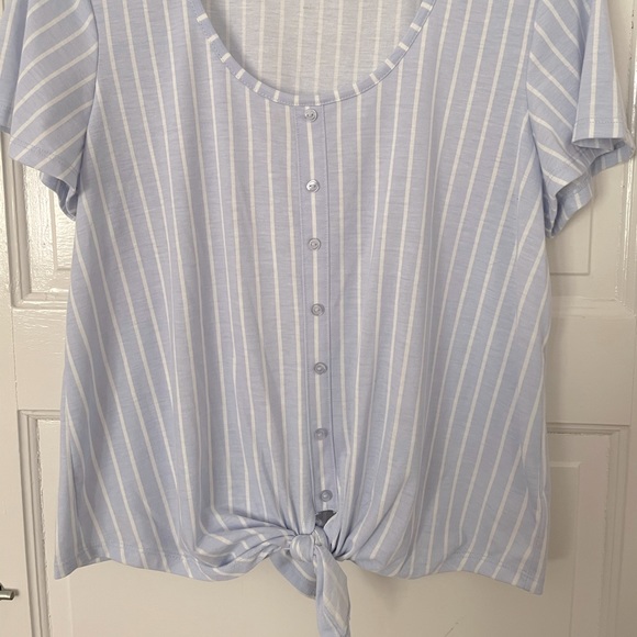 Juniors SO Blue & White Striped Crop Tie Waist - Picture 3 of 7